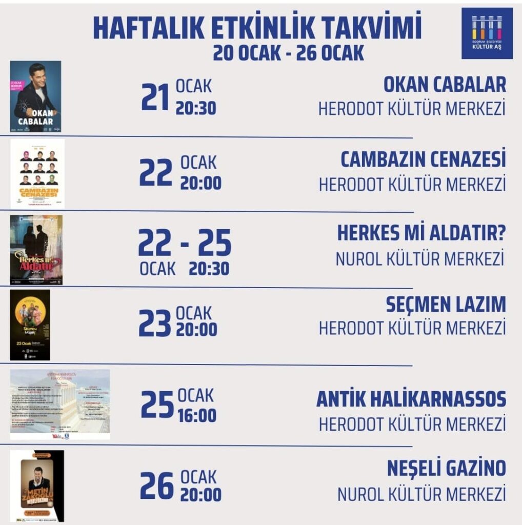 Weekly Event Schedule in Bodrum