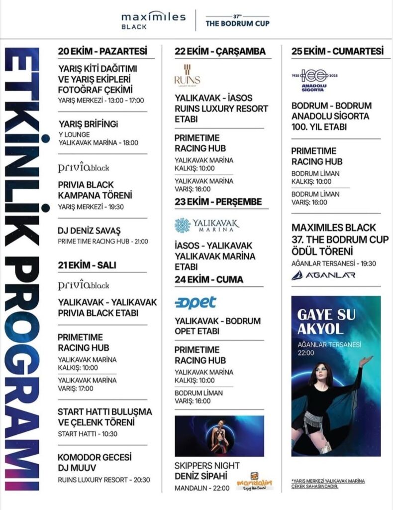 Bodrum Cup 2025 Event Calendar