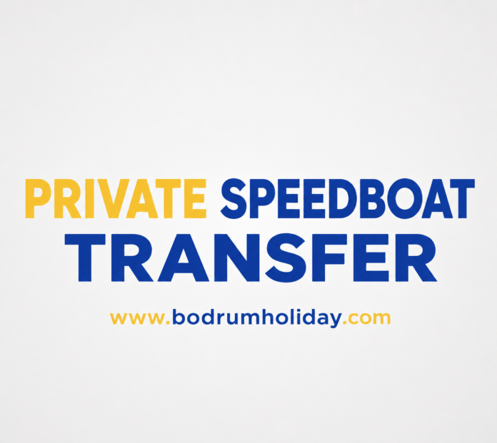 AXOPAR 28 BODRUM TO KOS PRIVATE SPEEDBOAT TRANSFER luxury speedboat cruising across the Aegean Sea between Bodrum and Kos Island with modern Scandinavian design, VIP seating, crystal clear blue water, and premium private transfer experience for up to 7 passengers.