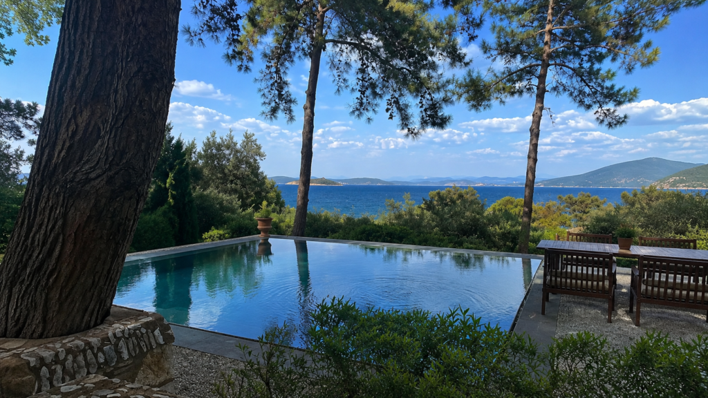 Amanruya Bodrum Nature – Peaceful luxury resort surrounded by pine forests, olive groves, and the crystal-clear Aegean Sea, offering private pool pavilions, Mediterranean architecture, and breathtaking natural beauty.