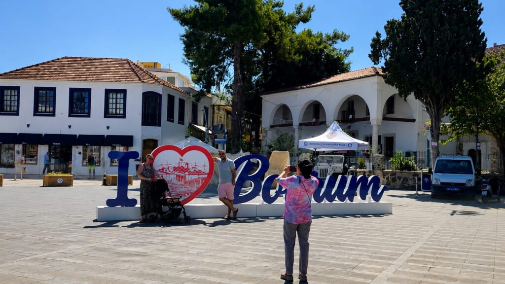 I Love Bodrum Instagram photo spot in Bodrum town centre, one of the most popular locations for Instagram photos and social media content.