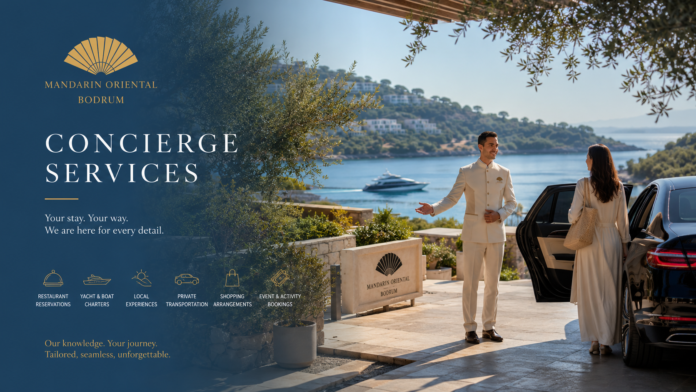 MANDARIN ORIENTAL BODRUM CONCIERGE SERVICES with private helicopter transfers, luxury yacht charters, private jet flights, VIP beach club reservations, and ultra-luxury transportation in Bodrum